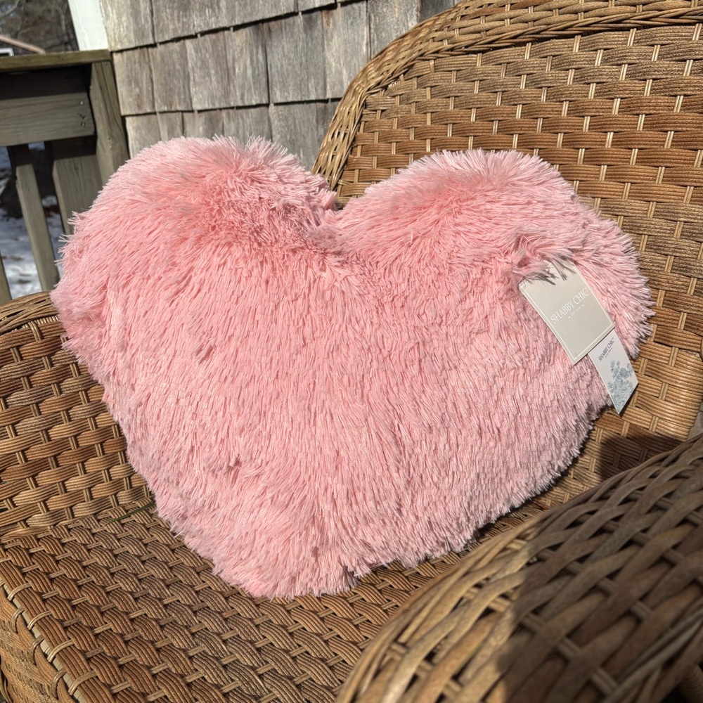 Fluffy Pink Heart Accent Pillow